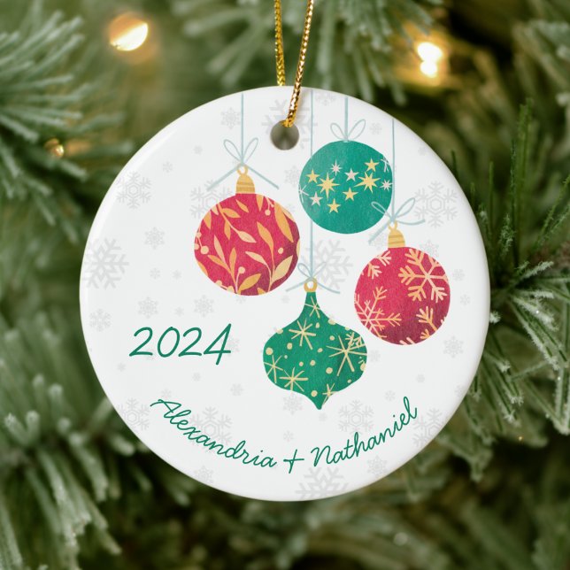 Décoration En Céramique Monogramme moderne des ampoules de Noël (Créateur téléchargé)