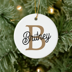 Décoration En Céramique Monogramme moderne élégant Nom Black Gold Script