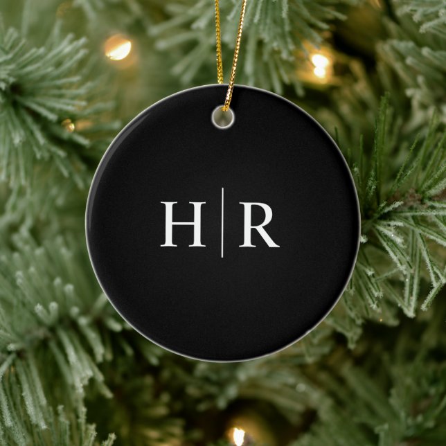 Décoration En Céramique Monogramme Moderne Noir (Arbre)