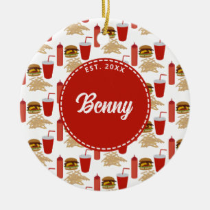 Décoration En Céramique Monogramme Motif de hamburger de restauration rapi