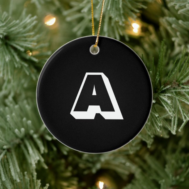 Décoration En Céramique Monogramme noir blanc couture initiale Noël (Arbre)