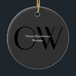 Décoration En Céramique Monogramme noir gris élégant<br><div class="desc">Vous pouvez facilement modifier les polices,  l'image Arrière - plan et la couleur,  caractères de lettre.</div>