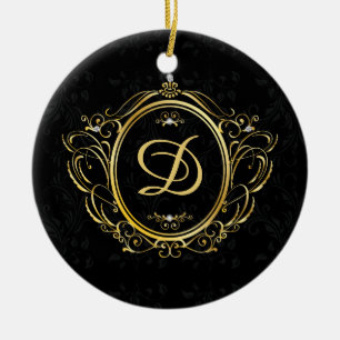 Décoration En Céramique Monogramme noir or de luxe
