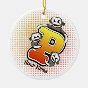 Décoration En Céramique Monogramme P Sock Monkey