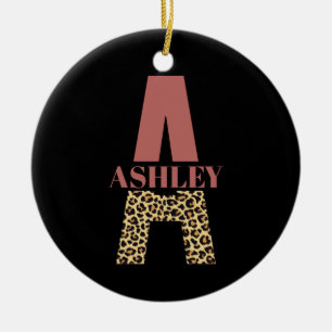 Décoration En Céramique Monogramme personnalisé Un Empreinte de léopard ro