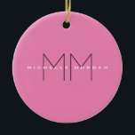 Décoration En Céramique Monogramme rose gras moderne minimaliste Nom Initi<br><div class="desc">Personnaliser moderne tendance Professional Design simple. Vous pouvez facilement modifier les détails du produit.</div>