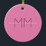 Décoration En Céramique Monogramme rose gras moderne minimaliste Nom Initi<br><div class="desc">Personnaliser moderne tendance Professional Design simple. Vous pouvez facilement modifier les détails du produit.</div>