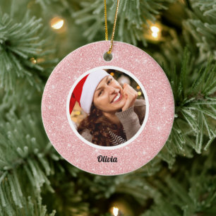 Décoration En Céramique Monogramme rose Parties scintillant or   PHOTO Gir