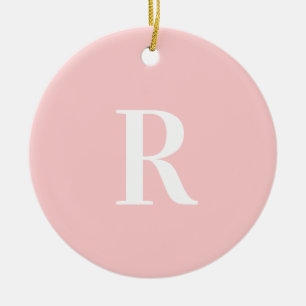 Décoration En Céramique Monogramme rose pastel simple