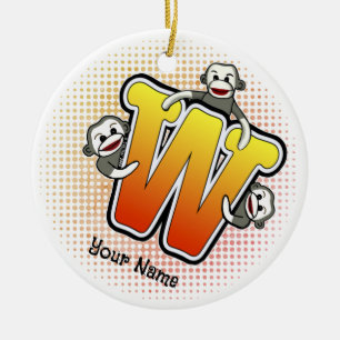 Décoration En Céramique Monogramme W Sock Monkey