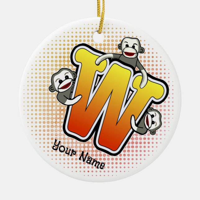 Décoration En Céramique Monogramme W Sock Monkey (Devant)