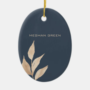 Décoration En Céramique Monographie de la feuille d'or minimaliste marine 