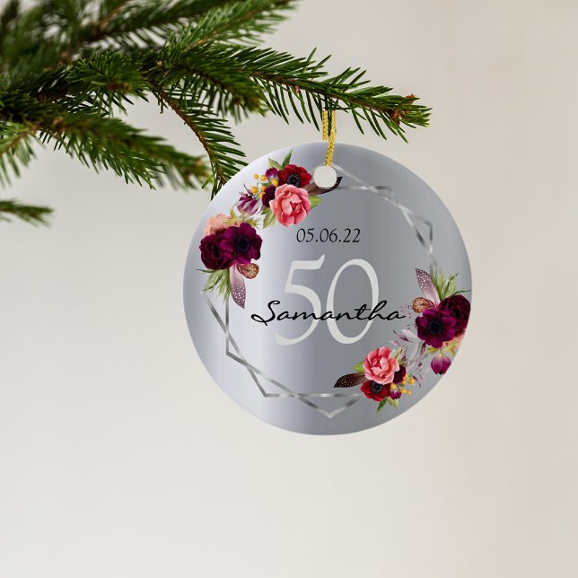 Décoration En Céramique Monographie géométrique des fleurs d'argent d'anni (Créateur téléchargé)