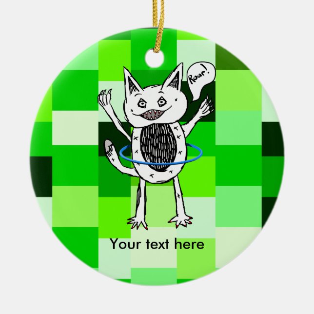 Décoration En Céramique Monster s'amuser en jouant avec un cerceau (Devant)