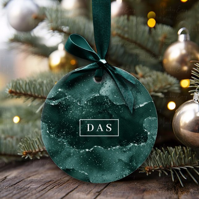 Décoration En Céramique Moody Agate | Monogramme Turquoise vert malachite  (Créateur téléchargé)