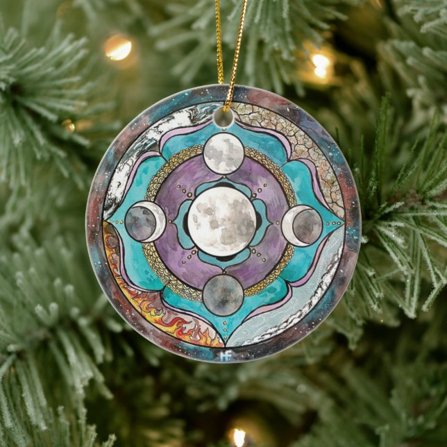 Décoration En Céramique Moon Wiccan Witch Pagan Witchy Witchcraft Noël (Arbre)