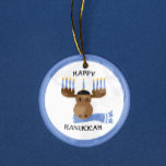 Décoration En Céramique Moosed Happy Hanoukka drôle Hanoukka<br><div class="desc">Cet orignal orignal est décoré pour Hanoukka sur cet ornement drôle qui peut être personnalisé avec N'IMPORTE QUEL message que vous aimez!</div>