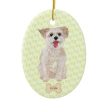 Morkie avec os et ovale de texte