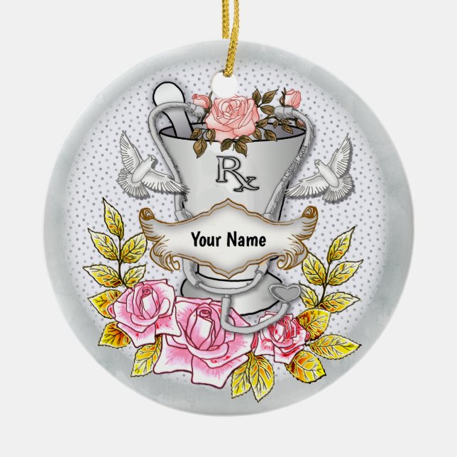 Décoration En Céramique Mortier Pilon Roses RX (Devant)