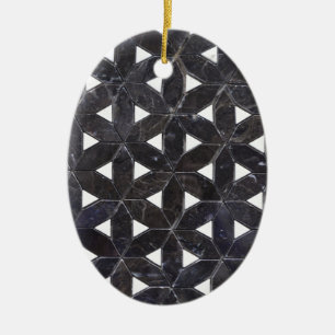 Décoration En Céramique Mosaïque gris charbon   fleur de vie motif