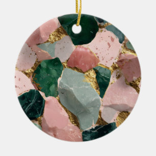 Décoration En Céramique Motif Abstrait Terrazzo avec accents Gold