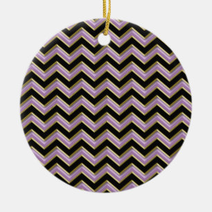Décoration En Céramique Motif Amethyst Gold Black Zigzag