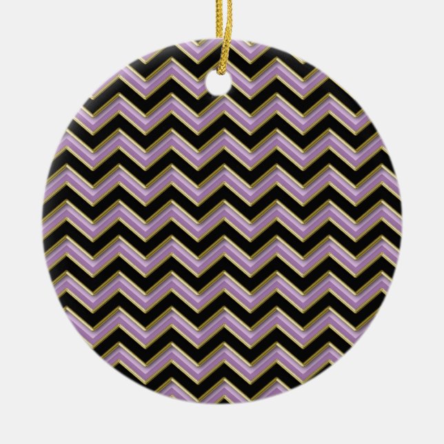 Décoration En Céramique Motif Amethyst Gold Black Zigzag (Devant)