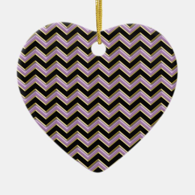 Décoration En Céramique Motif Amethyst Gold Black Zigzag (Devant)