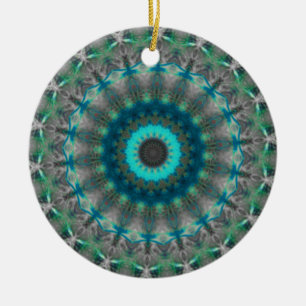 Décoration En Céramique Motif bleu de kaléidoscope de mandala de la terre