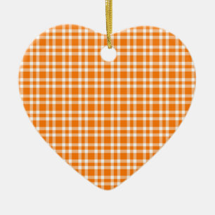 Décoration En Céramique Motif carreaux orange blanc
