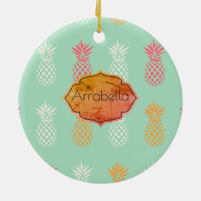 Décoration En Céramique Motif d'ananas bleu personnalisé (Dos)