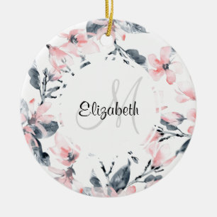 Décoration En Céramique Motif d'aquarelle rose et gris