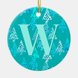 Décoration En Céramique Motif d'arbre de Noël en Aqua Personnalisé