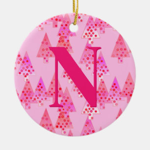 Décoration En Céramique Motif d'arbre de Noël, Pastel Pink Personnalisé