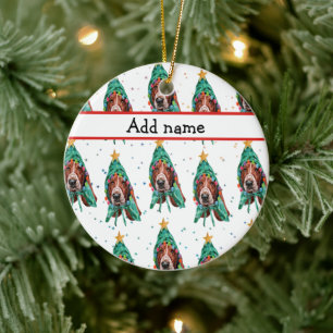 Décoration En Céramique Motif de chien de race Basset Hound Étoiles Noël