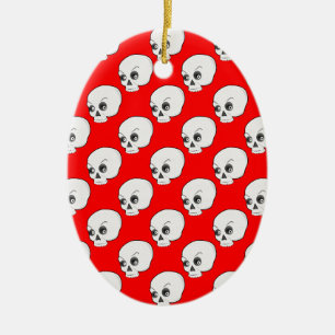 Décoration En Céramique Motif de crâne sur fond rouge