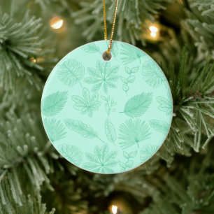 Décoration En Céramique Motif de feuilles bleu menthe