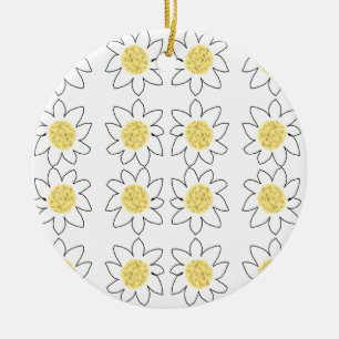 Décoration En Céramique Motif de fleur de marguerite blanche jaune art aqu