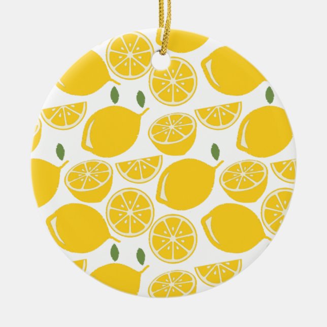 Décoration En Céramique Motif de fruits de citron jaune (Devant)