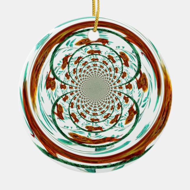 Décoration En Céramique Motif de la faune tourbillonnant Lions (Devant)