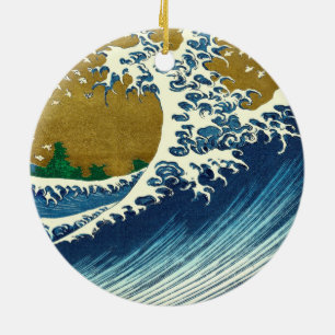 Décoration En Céramique Motif de la Grande Vague de Hokusai : Art Ukiyo-e