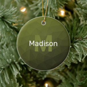 Décoration En Céramique Motif de maillage géométrique vert de l'Armée Mono