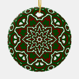 Décoration En Céramique Motif de mandala de Noël orné éclectique Groovy