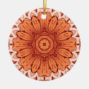 Décoration En Céramique Motif de marguerite géométrique en Mandarin Orange