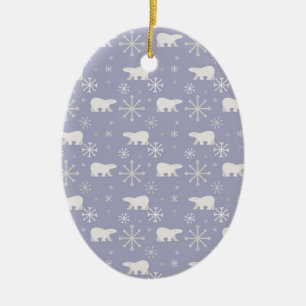 Décoration En Céramique Motif de Noël avec ours polaires et flocons de nei