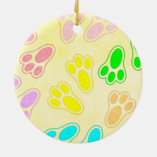 Décoration En Céramique Motif de pieds de lapin de Pâques style vintage