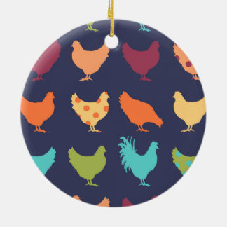 Décoration En Céramique Motif de poulet multicolore funky