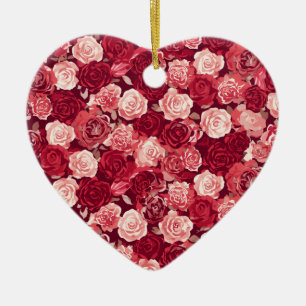 Décoration En Céramique Motif de rose transparente rouge cramoisi et rose