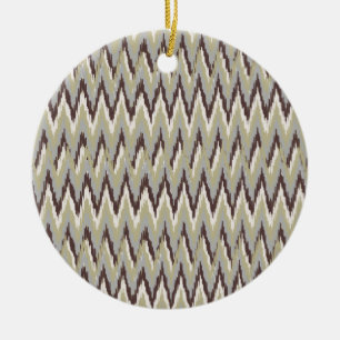 Décoration En Céramique Motif de zigzag d'iKat de café et de sauge