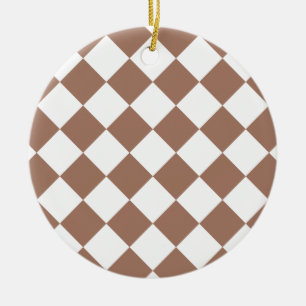 Décoration En Céramique Motif diamant en blanc et Mocha Mousse